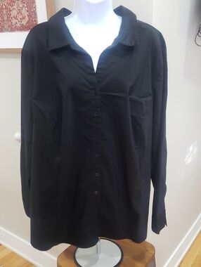 George Women's Black Button-Down Shirt, 4X Size 26-28